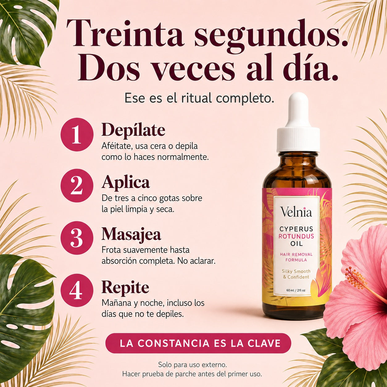 Aceite para una piel suave y sin vello