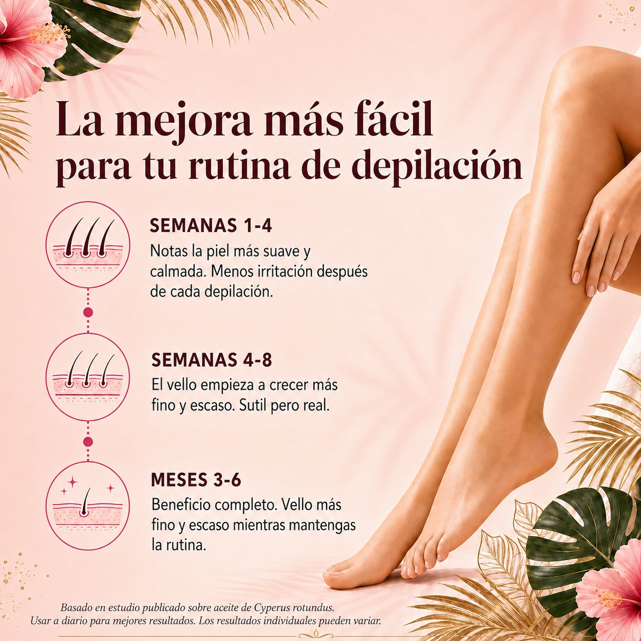 Aceite para una piel suave y sin vello